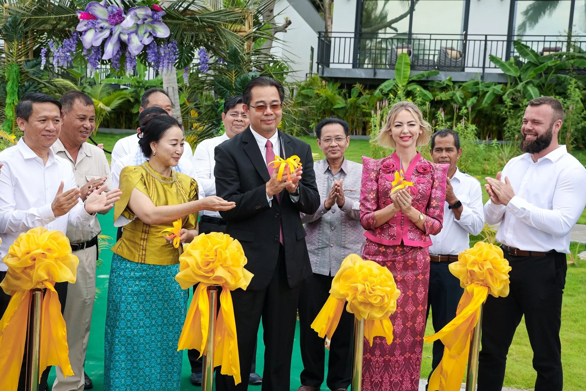 Official opening ceremony of Apsara Resort on Koh Rong, ribbon cutting