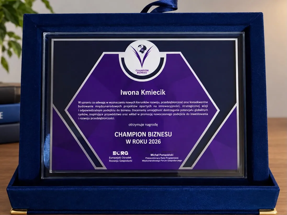 The Champion Biznesu 2026 award granted to Iwona Kmiecik